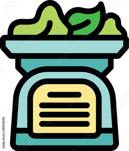 Kitchen scale displaying fresh salad, symbolizing portion control and healthy lifestyle choices