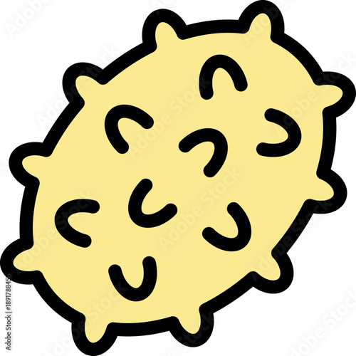 Kiwano fruit with characteristic yellow color, oval shape, and spiky exterior, offering a unique and exotic appeal