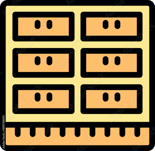 Simple, stylish wooden cabinet featuring multiple drawers, offering a practical storage solution for various items