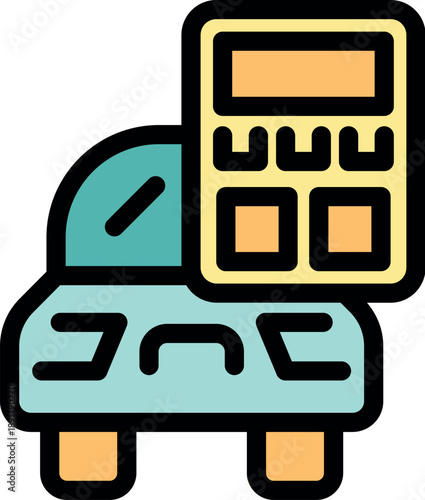 Calculator app icon representing car maintenance costs, fuel expenses, insurance, and overall automotive budget management