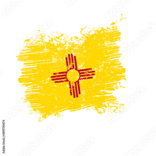 New Mexico flag with grunge effect - vector illustration