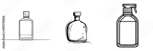 Elegant simplicity: a minimalist line art of a solitary paint thinner bottle, exuding an air of tranquility and order.