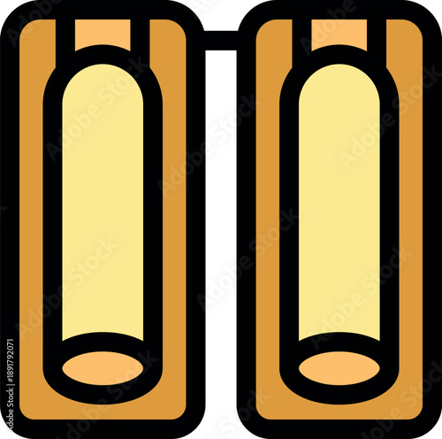 Simple wooden clapper board icon representing the start of filming a movie scene, ideal for video production or filmmaking industry