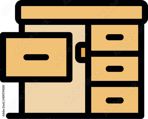 Functional and stylish, wooden desk featuring drawers and a storage compartment, perfect for maintaining a tidy and efficient workspace