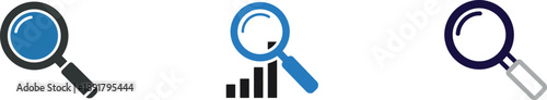 Magnifying glasses for business analysis and data search