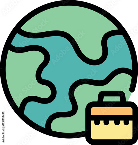 Briefcase representing global business expansion and international opportunities in a connected world