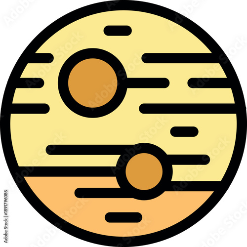 Stylized vector illustration of a desert planet with two suns, perfect for space exploration and science fiction projects