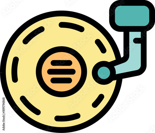 Yellow siren disc with crank handle, designed for emergency alerting and signaling