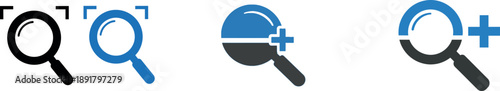 Magnifying glass icons for search and inspection tasks