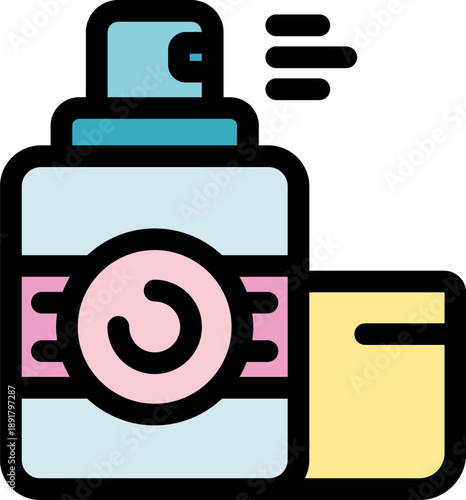 Colorful icon depicting deodorant or antiperspirant being sprayed, symbolizing personal hygiene and freshness