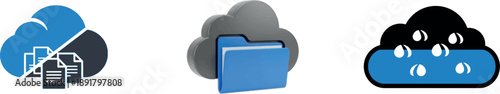 Cloud storage icons for secure data management and online backup solutions