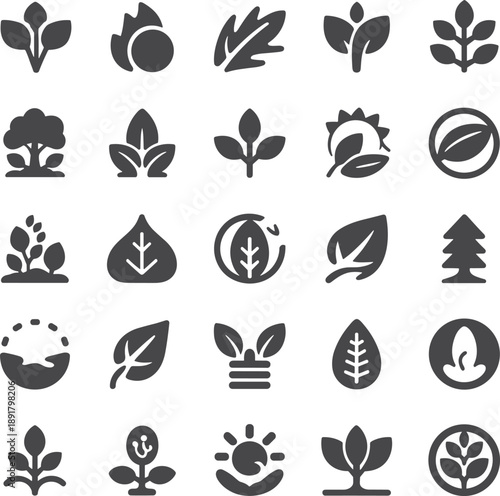 Nature Plant Leaf Vector Icons