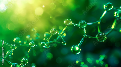 Background featuring transparent green molecules. Edited Ai Generated