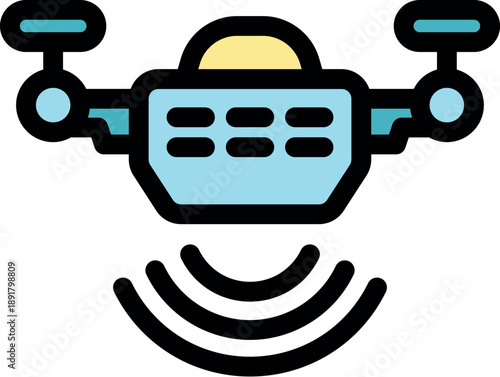 Radio controlled drone emitting radio waves and transmitting data remotely