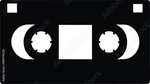 vhs tape with spool windows silhouette vector illustration on transparent background