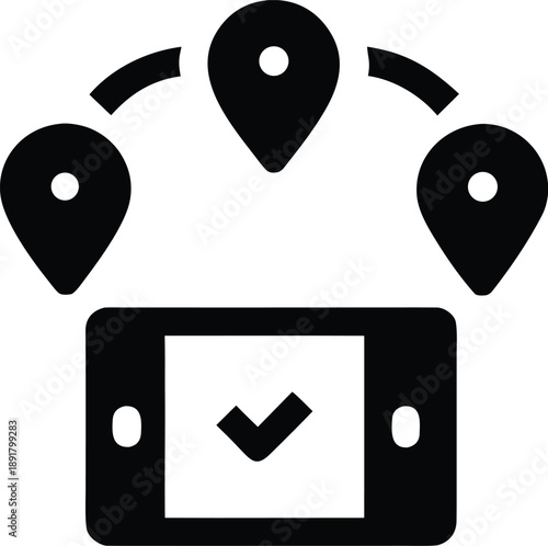 turning on location sharing for safety silhouette vector illustration on transparent background