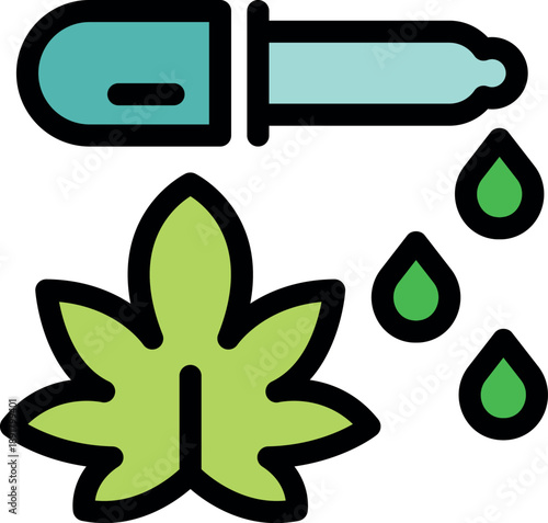 Medical cannabis extract being carefully dropped from pipette onto a marijuana leaf, symbolizing cbd or thc oil usage
