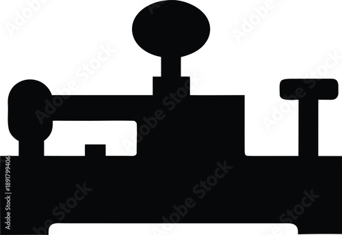 telegraph key with morse code dots silhouette vector illustration on transparent background