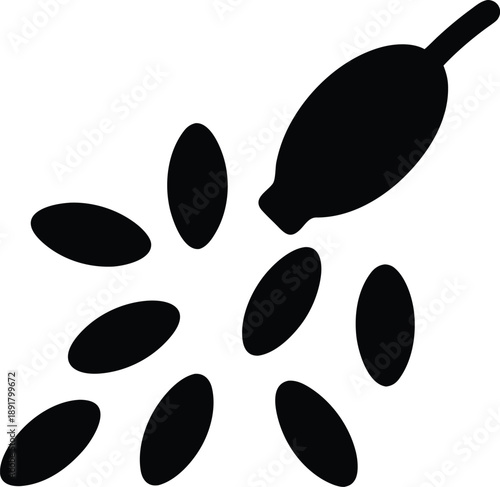 seed pod exploding to scatter silhouette vector illustration on transparent background