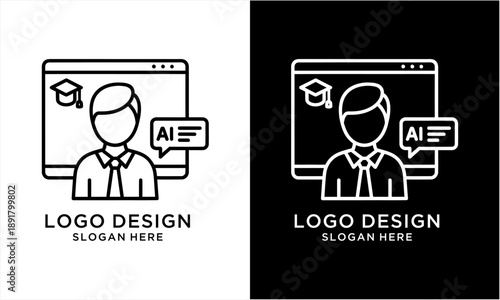 AI Education Logo Design for Online Learning and Artificial Intelligence.