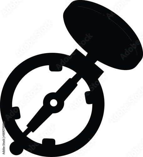 pocket compass with glass lid silhouette vector illustration on transparent background
