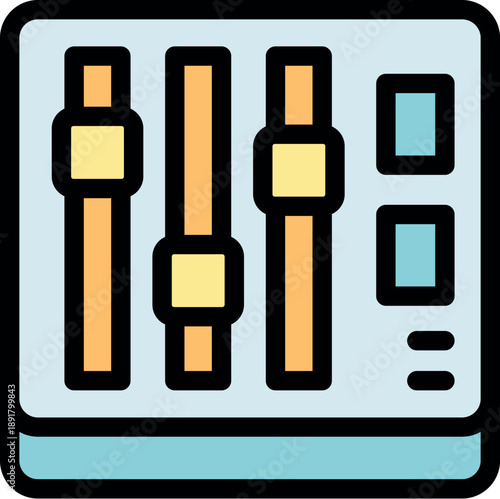 Adjusting sound levels with studio mixing console, perfect for music production projects