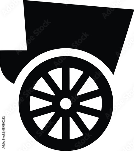 horse drawn carriage wheel silhouette vector illustration on transparent background