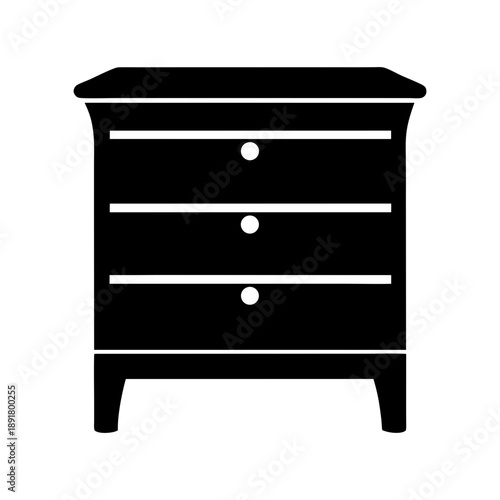 Modern black wooden dresser with three drawers