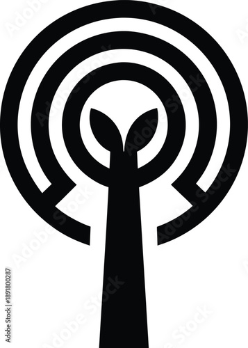 growth as tree rings expanding outward silhouette vector illustration on transparent background