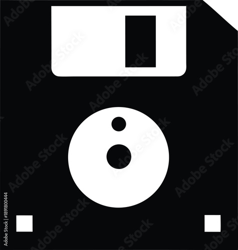 floppy disk 3.5 inch silhouette vector illustration on transparent background