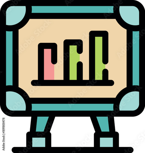 Flip chart displaying a bar graph showing positive growth, ideal for business presentations and financial reports