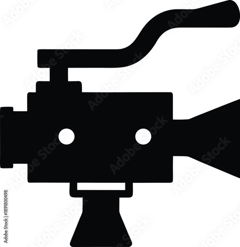 film camera with manual advance lever silhouette vector illustration on transparent background