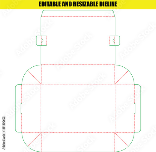 Editable Resizable Vector Die Line Template for Folding Box Packaging