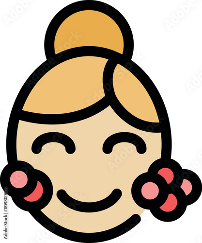 Makeup artist applying blush on cheeks of a happy client, beauty treatment and skincare concept