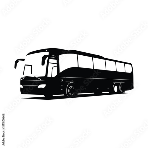Vector illustration black silhouette of a large passenger bus