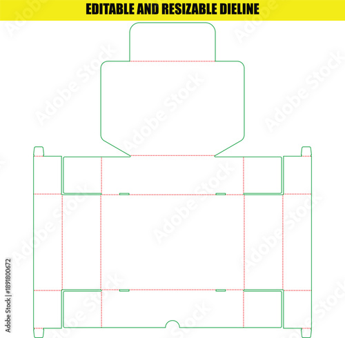 Editable and Resizable Dieline Template for a Hanging Retail Packaging Box