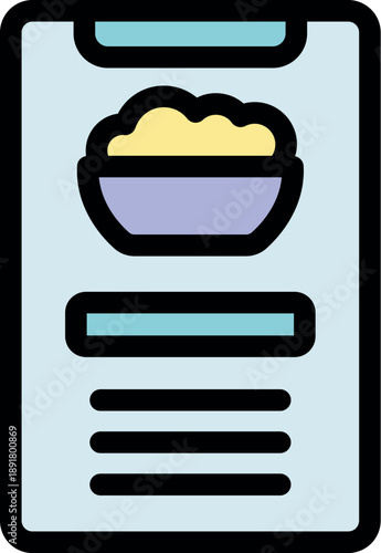 Smartphone displaying food delivery app with meal description, enabling convenient online ordering and food delivery services