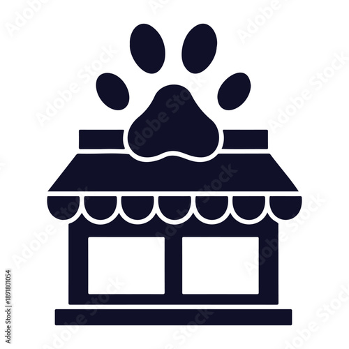 Pet Shop Icon with Paw Print Vector Illustration Simple Design Graphic