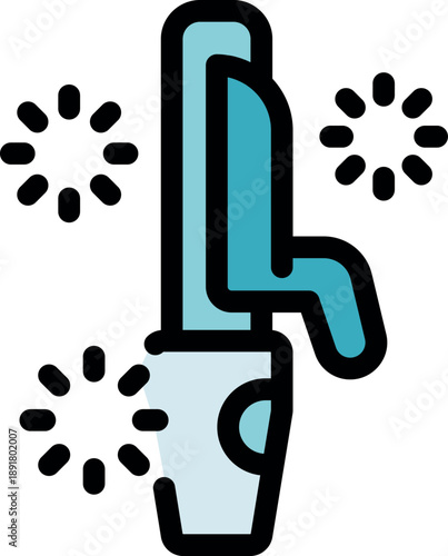 Hair straightener emitting sparks, symbolizing shine and smoothness for perfect styling