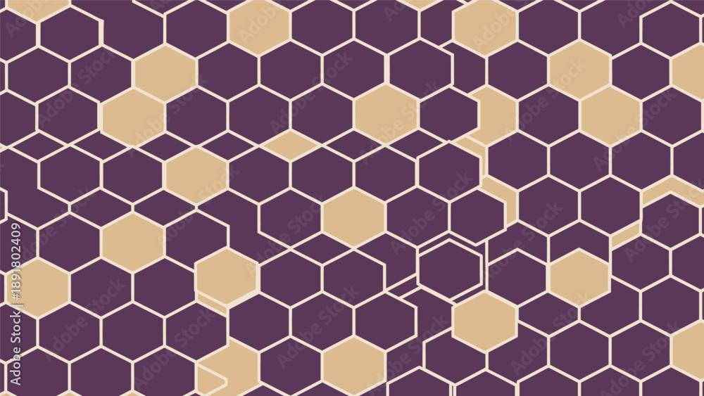 Fototapeta premium Purple and Beige Hexagonal Pattern Background Design.