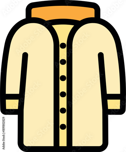 Waterproof raincoat featuring buttons and a hood, providing protection during rainy weather