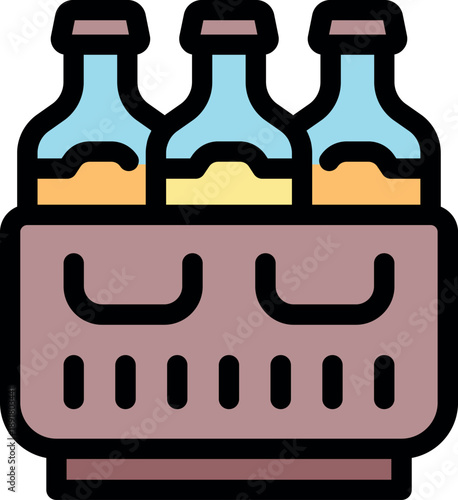 Cardboard box holding three bottles of alcoholic or non alcoholic beverages, suitable for carrying and transport