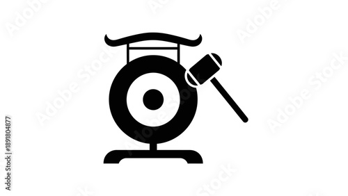 Gong and mallet icon symbol.