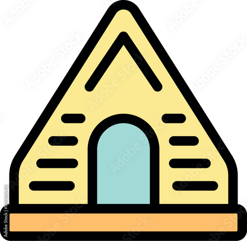 Simple and colorful camping tent icon symbolizing wilderness exploration and temporary housing