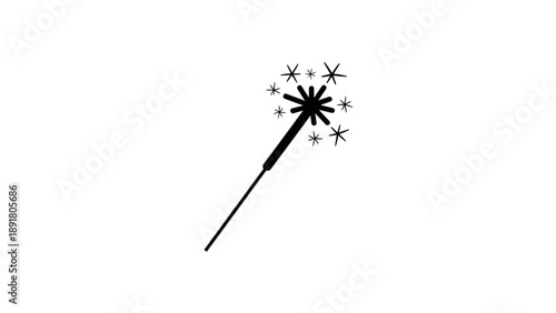 a black wand with sparkles on the tip.