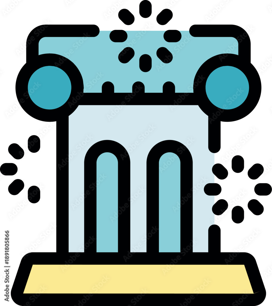 Obraz premium Fireworks exploding over an ionic order column celebrating the new year