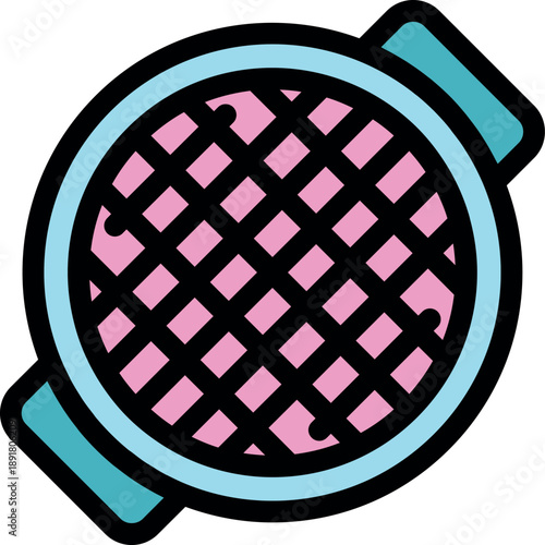 Round waffle iron making delicious waffles for breakfast