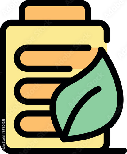 Eco battery icon promoting green power, symbolizing renewable energy sources and eco conscious technology