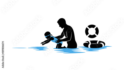 Man recording video with camera in water with soccer ball.