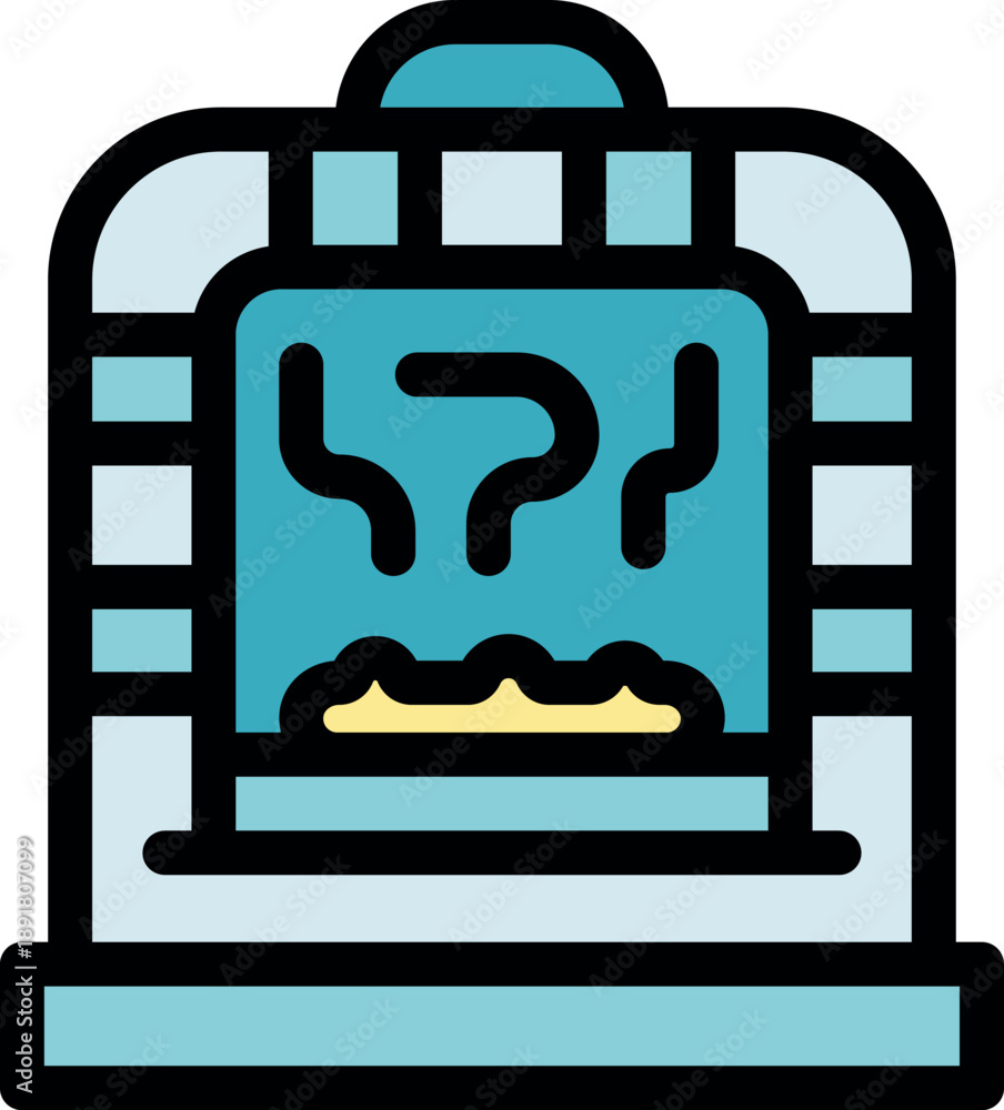 Naklejka premium Modern fireplace illustration with a warm, inviting glow